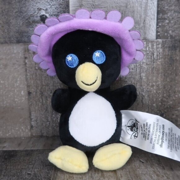 Disney Parks Wishables It’s a Small World Penguin Plush Purple Hat Blue Eyes - Picture 1 of 5